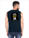 Male Sleeveless T-Shirt | Regular Fit Men | 180 GSM Bio-Washed Cotton Blend | Pre-Shrunk, Double-Stitched | Personalized | Typography | Humor | Everyday | Humorous | Innocent By - back - Navy Blue - mockup 2