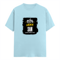 Male Classic Crew T-Shirt | Men's Regular Fit | 180 GSM Bio-Washed Cotton | Pre-Shrunk, Double-Stitched | Personalized | Typography | Humor | Everyday | Humorous | Innocent By - front - Baby Blue - mockup 1