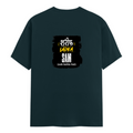 Male Classic Crew T-Shirt | Men's Regular Fit | 180 GSM Bio-Washed Cotton | Pre-Shrunk, Double-Stitched | Personalized | Typography | Humor | Everyday | Humorous | Innocent By - back - Petrol Blue - mockup 2