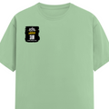 Male Classic Crew T-Shirt | Men's Regular Fit | 180 GSM Bio-Washed Cotton | Pre-Shrunk, Double-Stitched | Personalized | Typography | Humor | Everyday | Humorous | Innocent By - right pocket - Jade - mockup 4