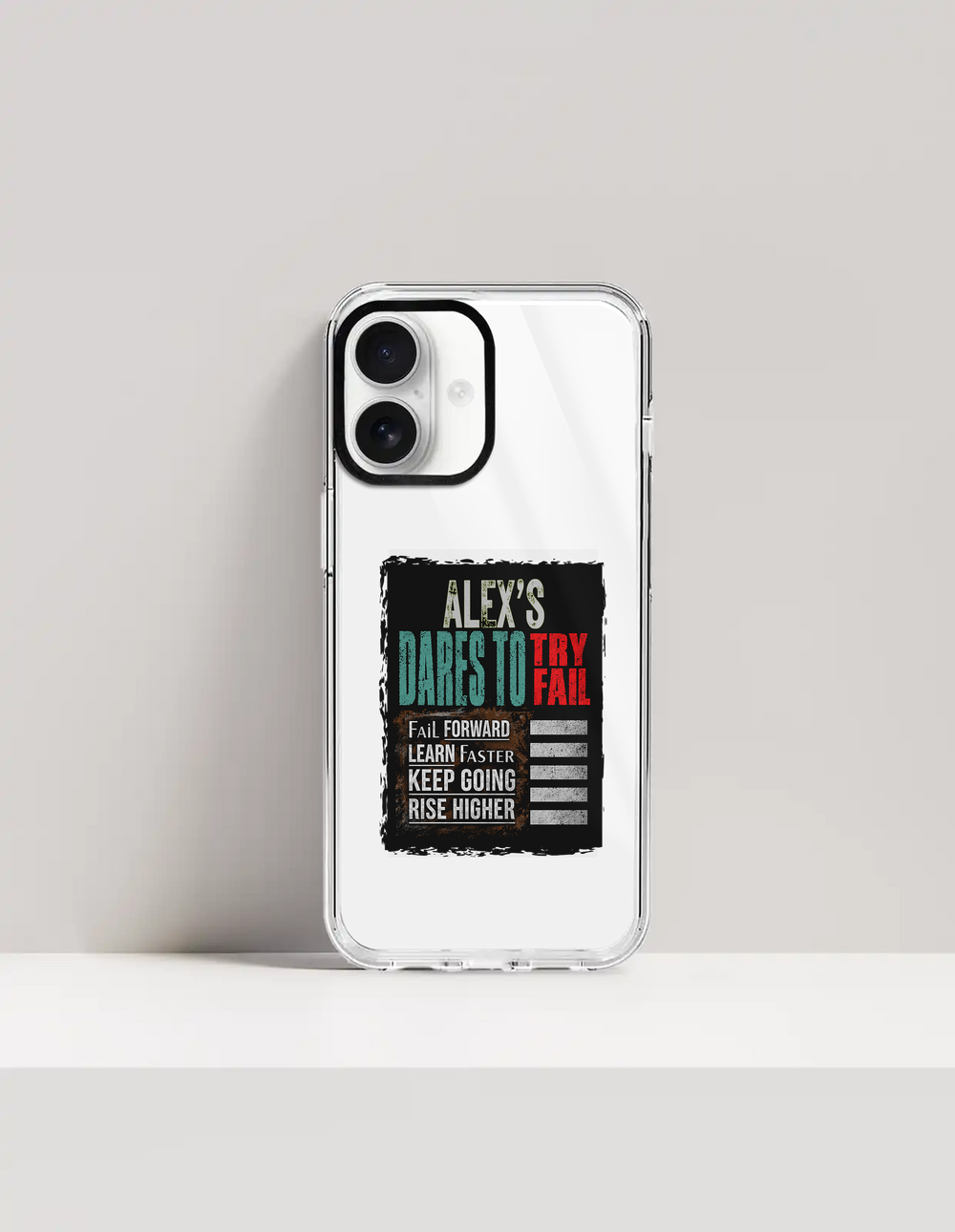 Hard Clear Case | For iPhone | TPU & PC Hybrid | Camera Guard & Scratch-Proof | Unisex | Personalized | Typography | Resilience | Everyday | Empowering | Never Stop Rising - front_17 - 17 - mockup 1