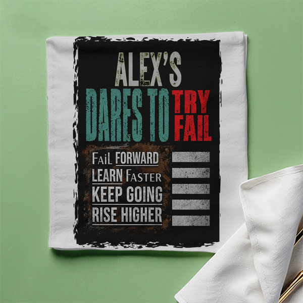 Cloth Napkin | Standard Dining Size | 100% Polyester | Soft, Durable, Hemmed | Unisex | Personalized | Typography | Resilience | Everyday | Empowering | Never Stop Rising