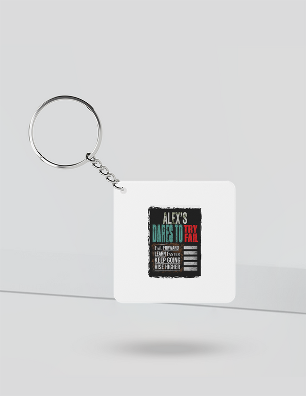 Keychain | Rectangle Square Slim | Durable Acrylic | Fade-Proof Glossy Finish | Unisex | Personalized | Typography | Resilience | Everyday | Empowering | Never Stop Rising