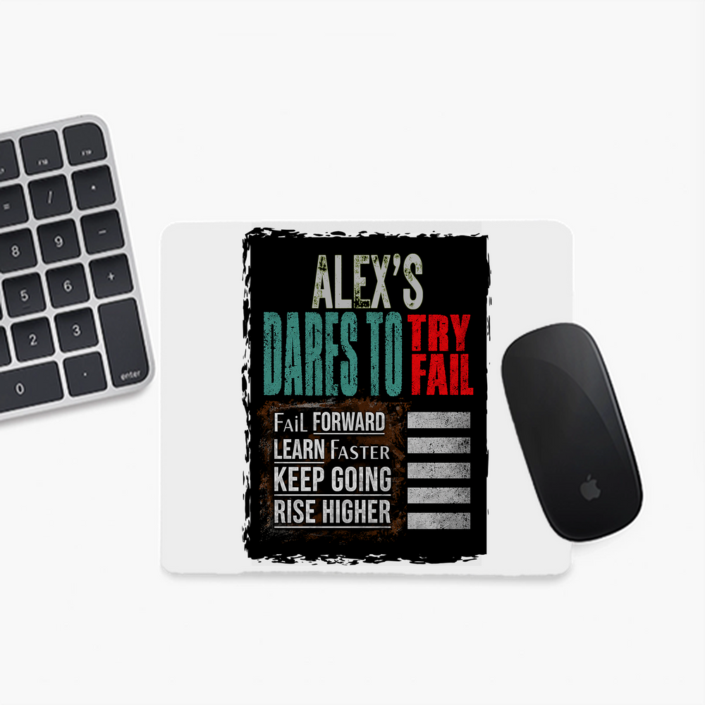 Mouse Pad | Standard Desk Size | Durable Fabric & Rubber | Skid-Proof Base, Smooth Surface, Fade-Proof | Unisex | Personalized | Typography | Resilience | Everyday | Empowering | Never Stop Rising - front - Square - White - mockup 1