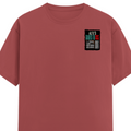 Male Classic Crew T-Shirt | Men's Regular Fit | 180 GSM Bio-Washed Cotton | Pre-Shrunk, Double-Stitched | Personalized | Typography | Resilience | Everyday | Empowering | Never Stop Rising - left pocket - Coral - mockup 3