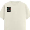 Male Classic Crew T-Shirt | Men's Regular Fit | 180 GSM Bio-Washed Cotton | Pre-Shrunk, Double-Stitched | Personalized | Typography | Resilience | Everyday | Empowering | Never Stop Rising - right pocket - Off White - mockup 4