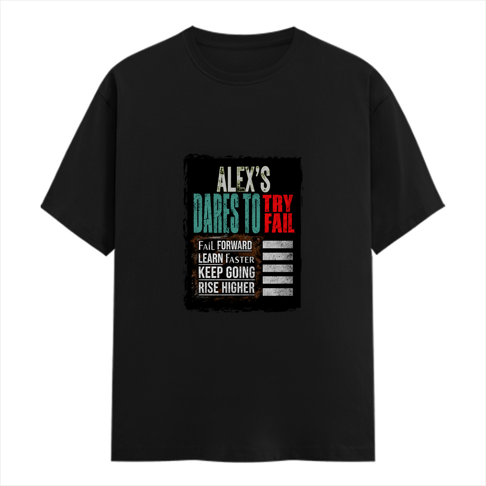 Female Classic Crew T-Shirt | Regular Fit | 180 GSM Bio-Washed Cotton Blend | Pre-Shrunk, Double-Stitched | Women | Personalized | Typography | Resilience | Everyday | Empowering | Never Stop Rising - front - Black - mockup 1