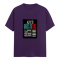 Female Classic Crew T-Shirt | Regular Fit | 180 GSM Bio-Washed Cotton Blend | Pre-Shrunk, Double-Stitched | Women | Personalized | Typography | Resilience | Everyday | Empowering | Never Stop Rising - front - Purple - mockup 1