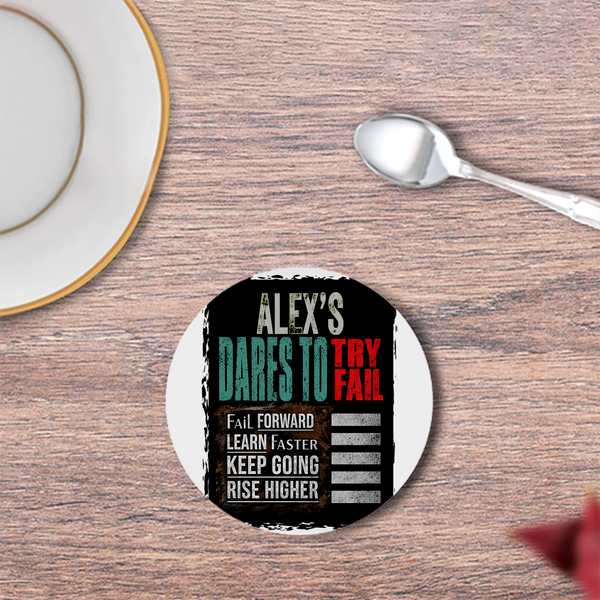 Coasters | 3mm MDF Board | Super Glossy Finish, Durable | Unisex | Personalized | Typography | Resilience | Everyday | Empowering | Never Stop Rising