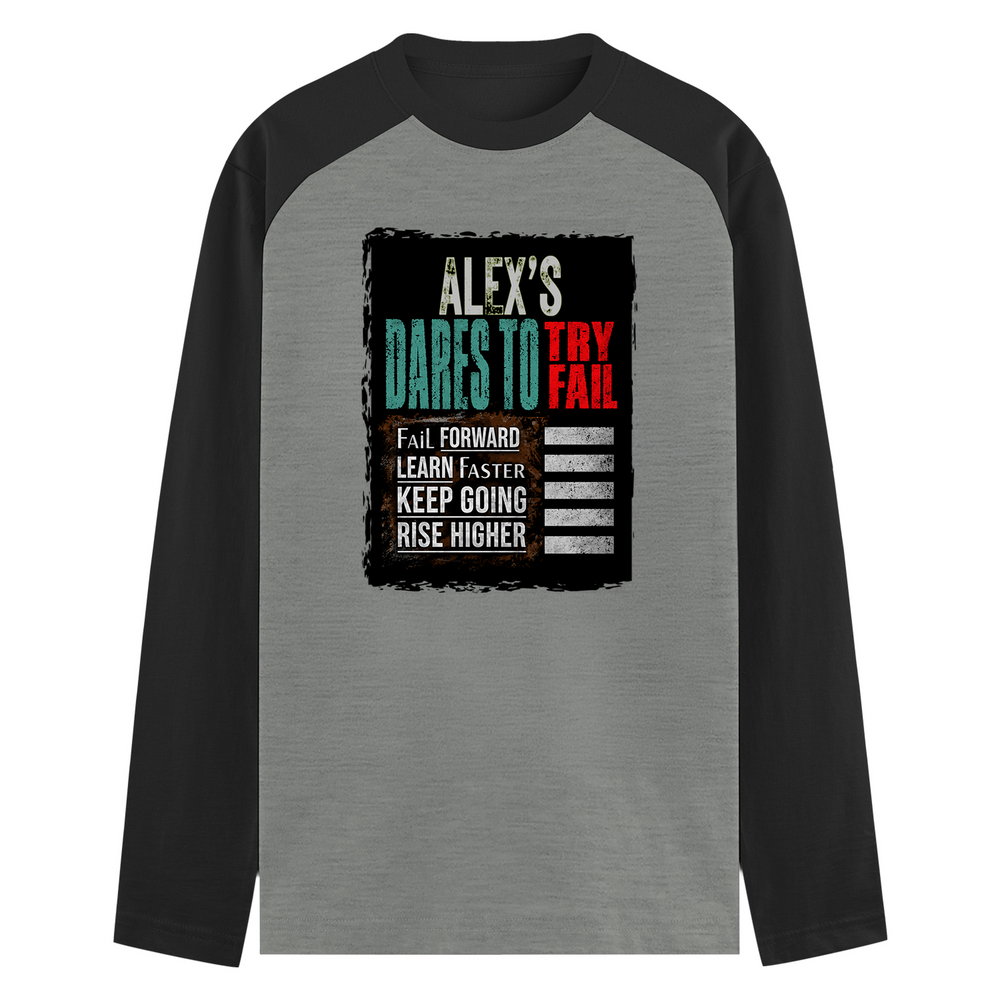 Male Raglan T-Shirt | Men's Regular Fit | 180 GSM Bio-Washed Fabric | Double Stitched, Ribbed Neck | Personalized | Typography | Resilience | Everyday | Empowering | Never Stop Rising - front - mockup 1