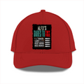 Sports Cap | Adjustable Fit | Polyester | Breathable, Perforated Panels, / | Unisex | Personalized | Typography | Resilience | Everyday | Empowering | Never Stop Rising - front - Red - mockup 1