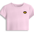 Female Baby Tee | Cropped Fit | Cotton Spandex Blend | Stretchy & Breathable | Women | Personalized | Typography | Pop Culture | Everyday | Humorous - left pocket - Light Baby Pink - mockup 3