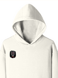 Pullover Hoodie | Unisex Regular Fit | Cotton Blend Tri-Layer | All-Season Comfort, Ribbed Cuffs | Adults | Personalized | Typography | Attitude | Rebellion | Everyday | Assertive | Unbothered By Everything - right pocket - Off White - mockup 4