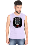 Male Sleeveless T-Shirt | Regular Fit Men | 180 GSM Bio-Washed Cotton Blend | Pre-Shrunk, Double-Stitched | Personalized | Typography | Attitude | Rebellion | Everyday | Assertive | Unbothered By Everything - front - Lavender - mockup 1