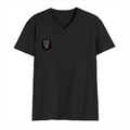 Men's V-Neck T-Shirt | Regular Fit | 180 GSM Bio-Washed Cotton | Durable Double-Stitched Seams | Everyday Wear | Personalized | Typography | Attitude | Rebellion | Everyday | Assertive | Unbothered By Everything - right pocket - Black - mockup 4