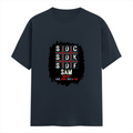 Female Classic Crew T-Shirt | Regular Fit | 180 GSM Bio-Washed Cotton Blend | Pre-Shrunk, Double-Stitched | Women | Personalized | Typography | Attitude | Rebellion | Everyday | Assertive | Unbothered By Everything - front - Navy Blue - mockup 1