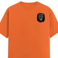 Female Classic Crew T-Shirt | Regular Fit | 180 GSM Bio-Washed Cotton Blend | Pre-Shrunk, Double-Stitched | Women | Personalized | Typography | Attitude | Rebellion | Everyday | Assertive | Unbothered By Everything - left pocket - Orange - mockup 3