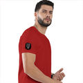 Basic T-Shirt | Unisex Fit XS-2XL | 180 GSM Poly-Cotton Blend | Soft Finish, Durable | Adults | Personalized | Typography | Attitude | Rebellion | Everyday | Assertive | Unbothered By Everything - right sleeve - Red - mockup 6