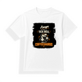 Unisex Dry Fit T-Shirt | Regular Fit | Micro Polyester | Quick-Dry Wrinkle Resistant | Adult | Personalized | Typography | Coffee | Dinosaurs | Everyday | Amusing | The Caffeinated Dinosaur - front - mockup 1