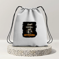 Drawstring Bag | 280 GSM | Durable Cotton | Secure Closure | Unisex | Personalized | Typography | Coffee | Dinosaurs | Everyday | Amusing | The Caffeinated Dinosaur