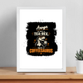 Framed Poster | Multiple Sizes & Colors | 300 GSM Art Paper, 1-inch Laminated Frame | Fade-Proof, Ready to Hang | Unisex | Personalized | Typography | Coffee | Dinosaurs | Everyday | Amusing | The Caffeinated Dinosaur - front_12x16In - 12x16In - mockup 6