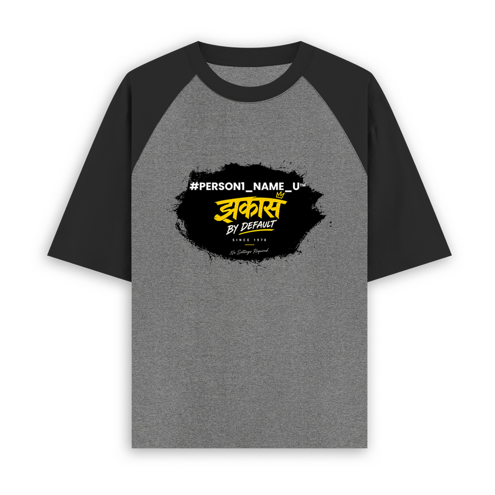 Unisex Oversized Raglan T-Shirt | Relaxed Fit | 180 GSM Bio-Washed Cotton | Two-Tone Design | Soft Comfort | Personalized | Typography | Identity | Self-confidence | Everyday | Confident - front - mockup 1