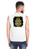 Male Sleeveless T-Shirt | Regular Fit Men | 180 GSM Bio-Washed Cotton Blend | Pre-Shrunk, Double-Stitched | Personalized | Typography | Learning From Mistakes | Everyday | Empowering | Never Regret, Never Repeat - back - White - mockup 2