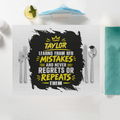 Placemat | Standard Dining | 100% Polyester | Durable, Fade-Proof, Soft | Unisex | Personalized | Typography | Learning From Mistakes | Everyday | Empowering | Never Regret, Never Repeat - front - White - mockup 1
