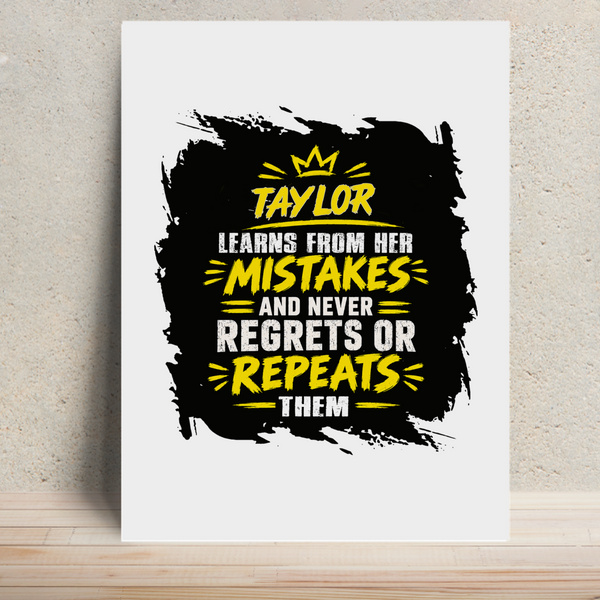 Metal Posters | 8x11.7 & 11.7x15.7 Inches | 1mm Thick Metal | Magnetic Mount | Waterproof | Glossy Finish | Home Decor | Personalized | Typography | Learning From Mistakes | Everyday | Empowering | Never Regret, Never Repeat