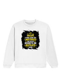 Oversized Sweatshirt | Relaxed Fit Unisex | 90% Cotton 10% Polyester 400 GSM | Pre-Shrunk Drop Shoulder | Unisex | Personalized | Typography | Learning From Mistakes | Everyday | Empowering | Never Regret, Never Repeat