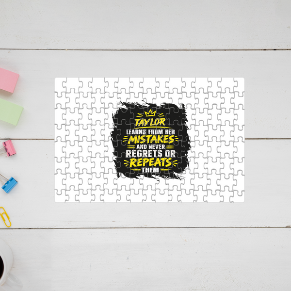 Jigsaw Puzzle | 120 Pieces A4 Size | Recycled Paper Semi-Glossy Finish | Fade-Proof Engaging Entertainment | Unisex | Personalized | Typography | Learning From Mistakes | Everyday | Empowering | Never Regret, Never Repeat