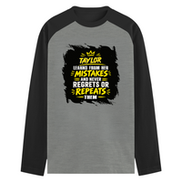 Male Raglan T-Shirt | Men's Regular Fit | 180 GSM Bio-Washed Fabric | Double Stitched, Ribbed Neck | Personalized | Typography | Learning From Mistakes | Everyday | Empowering | Never Regret, Never Repeat
