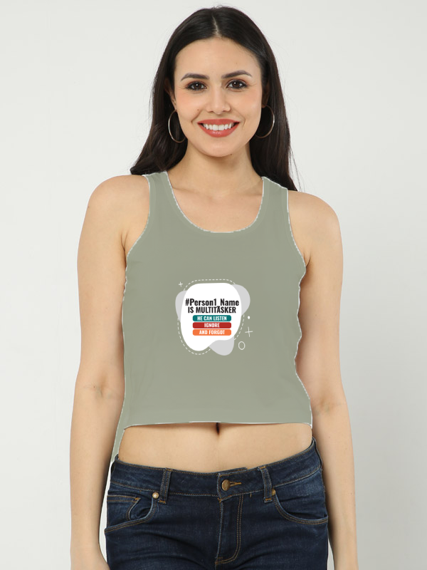 Personalized Graphic T-Shirt with Custom Name - Female Crop Tank Dtg T-Shirt