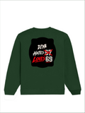Oversized Sweatshirt | Relaxed Fit Unisex | 90% Cotton 10% Polyester 400 GSM | Pre-Shrunk Drop Shoulder | Unisex | Personalized | Typography | Humor | Casual | Playful | Hate Less, Love More - back - Bottle Green - mockup 2