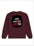 Oversized Sweatshirt | Relaxed Fit Unisex | 90% Cotton 10% Polyester 400 GSM | Pre-Shrunk Drop Shoulder | Unisex | Personalized | Typography | Humor | Casual | Playful | Hate Less, Love More - back - Maroon - mockup 2