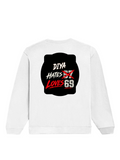 Oversized Sweatshirt | Relaxed Fit Unisex | 90% Cotton 10% Polyester 400 GSM | Pre-Shrunk Drop Shoulder | Unisex | Personalized | Typography | Humor | Casual | Playful | Hate Less, Love More - back - White - mockup 2