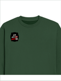 Oversized Sweatshirt | Relaxed Fit Unisex | 90% Cotton 10% Polyester 400 GSM | Pre-Shrunk Drop Shoulder | Unisex | Personalized | Typography | Humor | Casual | Playful | Hate Less, Love More - right pocket - Bottle Green - mockup 4