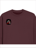 Oversized Sweatshirt | Relaxed Fit Unisex | 90% Cotton 10% Polyester 400 GSM | Pre-Shrunk Drop Shoulder | Unisex | Personalized | Typography | Humor | Casual | Playful | Hate Less, Love More - right pocket - Maroon - mockup 4