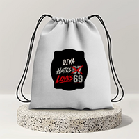 Drawstring Bag | 280 GSM | Durable Cotton | Secure Closure | Unisex | Personalized | Typography | Humor | Casual | Playful | Hate Less, Love More