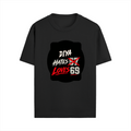 Male Standard Crew T-Shirt | Regular Fit | 100% Cotton (180 GSM) | Breathable, Durable | Men's | Personalized | Typography | Humor | Casual | Playful | Hate Less, Love More - front - Black - mockup 1
