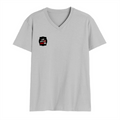 Men's V-Neck T-Shirt | Regular Fit | 180 GSM Bio-Washed Cotton | Durable Double-Stitched Seams | Everyday Wear | Personalized | Typography | Humor | Casual | Playful | Hate Less, Love More - right pocket - Grey Melange - mockup 4