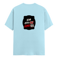 Male Classic Crew T-Shirt | Men's Regular Fit | 180 GSM Bio-Washed Cotton | Pre-Shrunk, Double-Stitched | Personalized | Typography | Humor | Casual | Playful | Hate Less, Love More - back - Baby Blue - mockup 2