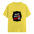 Female Classic Crew T-Shirt | Regular Fit | 180 GSM Bio-Washed Cotton Blend | Pre-Shrunk, Double-Stitched | Women | Personalized | Typography | Humor | Casual | Playful | Hate Less, Love More - front - New Yellow - mockup 1