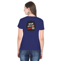 Female Classic Crew T-Shirt | Regular Fit | 180 GSM Bio-Washed Cotton Blend | Pre-Shrunk, Double-Stitched | Women | Personalized | Typography | Humor | Casual | Playful | Hate Less, Love More - back - Royal Blue - mockup 2