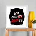 Framed Poster | Multiple Sizes & Colors | 300 GSM Art Paper, 1-inch Laminated Frame | Fade-Proof, Ready to Hang | Unisex | Personalized | Typography | Humor | Casual | Playful | Hate Less, Love More - front_12x12In - 12x12In - mockup 5