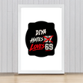 Framed Poster | Multiple Sizes & Colors | 300 GSM Art Paper, 1-inch Laminated Frame | Fade-Proof, Ready to Hang | Unisex | Personalized | Typography | Humor | Casual | Playful | Hate Less, Love More - front_16x24In - 16x24In - mockup 10