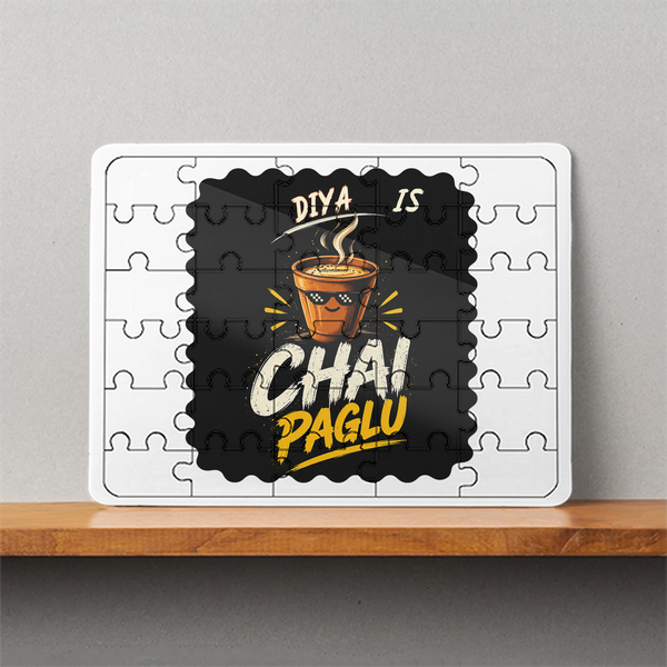 MDF Wooden Puzzle | 6x8 Inch 30 Pieces | Glossy Finish | Durable, Waterproof | Kids & Adults | Personalized | Bold Graphic | Beverages | Humor | Everyday | Playful | Chai Paglu