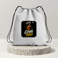 Drawstring Bag | 280 GSM | Durable Cotton | Secure Closure | Unisex | Personalized | Bold Graphic | Beverages | Humor | Everyday | Playful | Chai Paglu - back - mockup 2