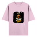 Oversized Classic T-Shirt | Unisex Relaxed Fit | 100% Super-Combed Cotton | Pre-Shrunk, Double-Stitched | Adults | Personalized | Bold Graphic | Beverages | Humor | Everyday | Playful | Chai Paglu - front - Light Baby Pink - mockup 1