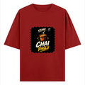 Oversized Classic T-Shirt | Unisex Relaxed Fit | 100% Super-Combed Cotton | Pre-Shrunk, Double-Stitched | Adults | Personalized | Bold Graphic | Beverages | Humor | Everyday | Playful | Chai Paglu - front - Red - mockup 1
